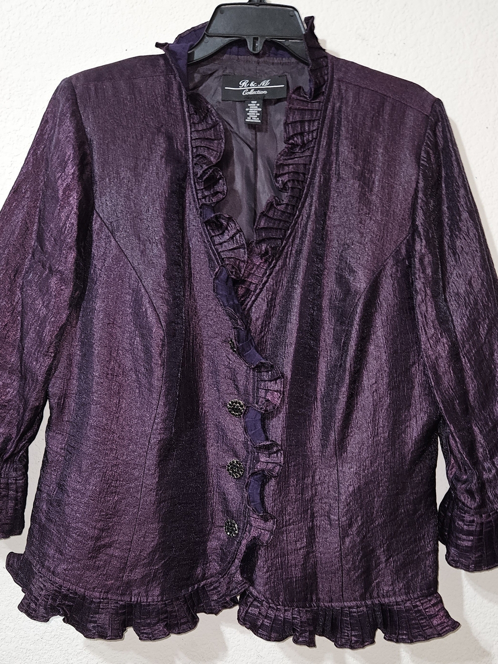 R&M Collection Women's Purple Ruffled Blazer